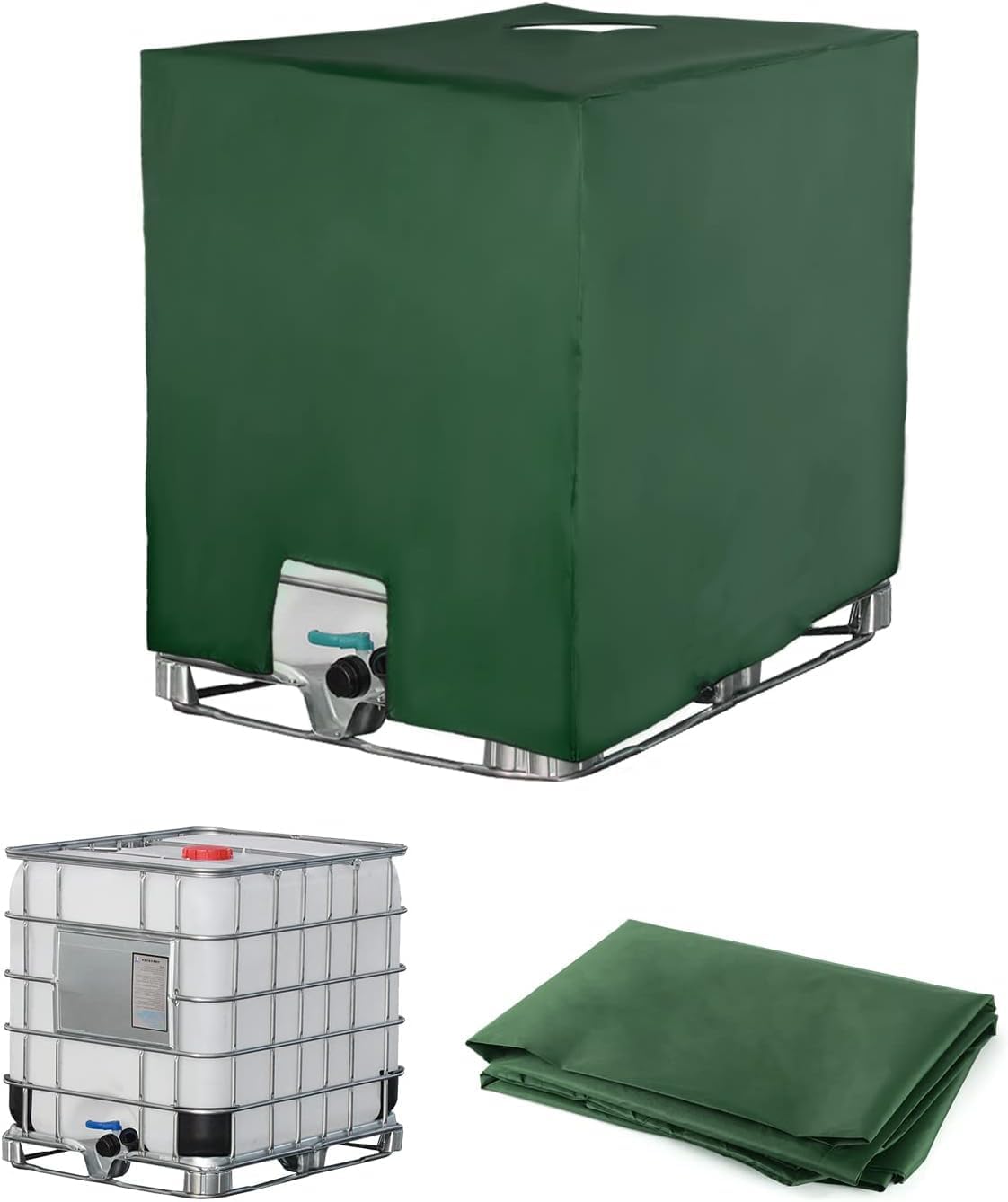 Pokrowiec ochronny odporny na promieniowanie UV do zbiorników na wodę IBC o pojemności 1000 l - 120 x 100 x 116 cm - odpowiedni do zewnętrznych zbiorn