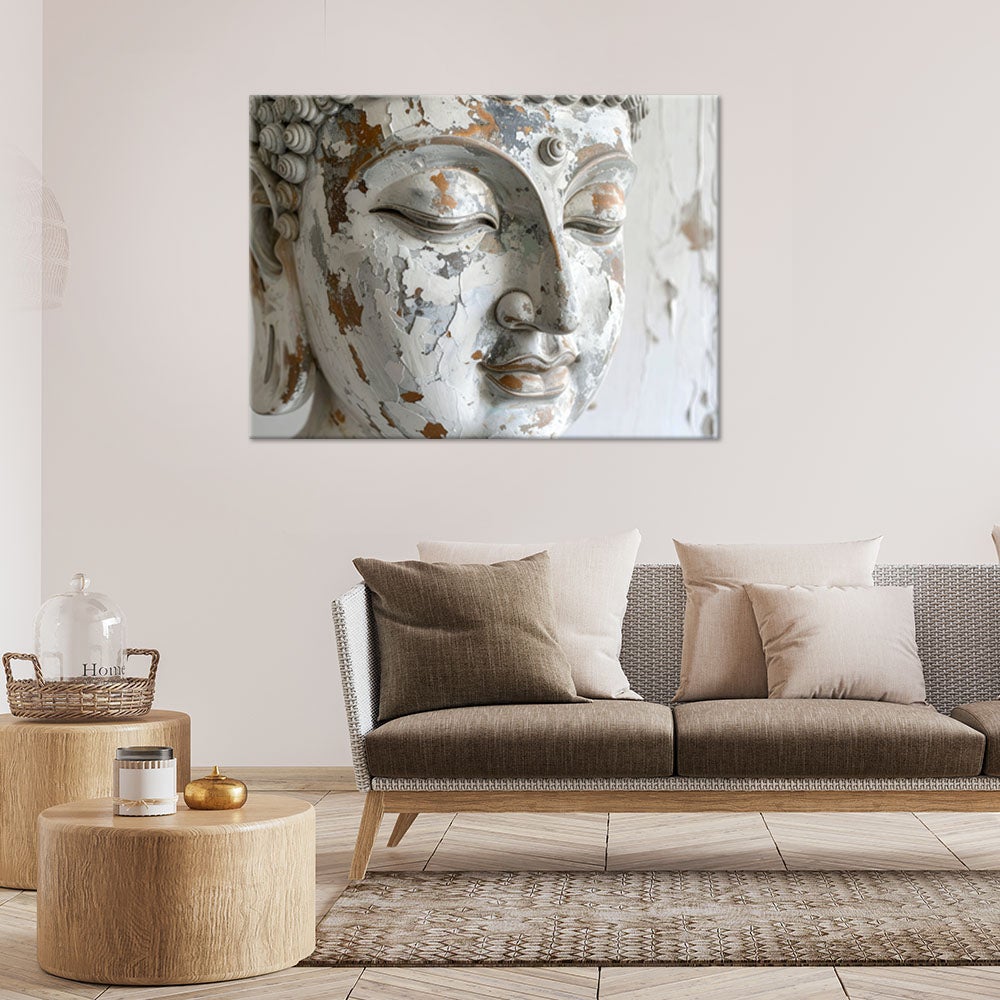 Obraz do salonu sypialni biura, Biały Posąg Buddy Medytacja Zen Spa 120x80 - 2