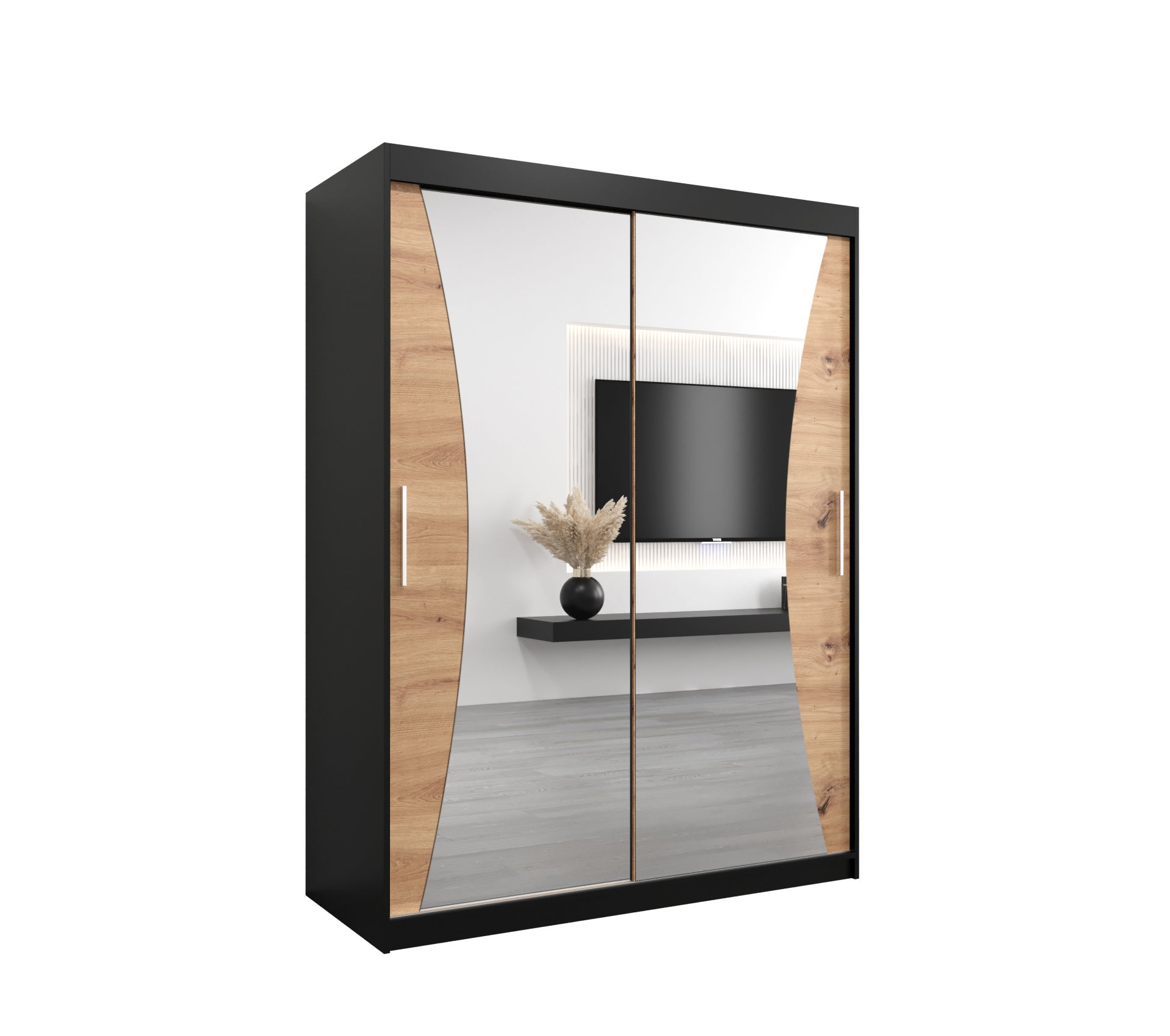 Szafa przesuwna garderoba MONACO 150 x 62 x 200 cm Czarny + Artisan - Abiks Meble
