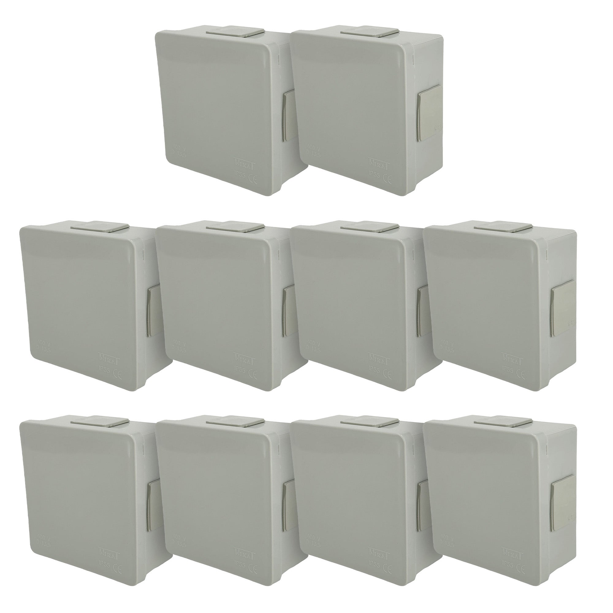 Puszka natynkowa hermetyczna 86x86x40mm 4-wlotowa, z dławikami gumowymi, IP55 zamknięcie "na klik" szara EDO 10szt.