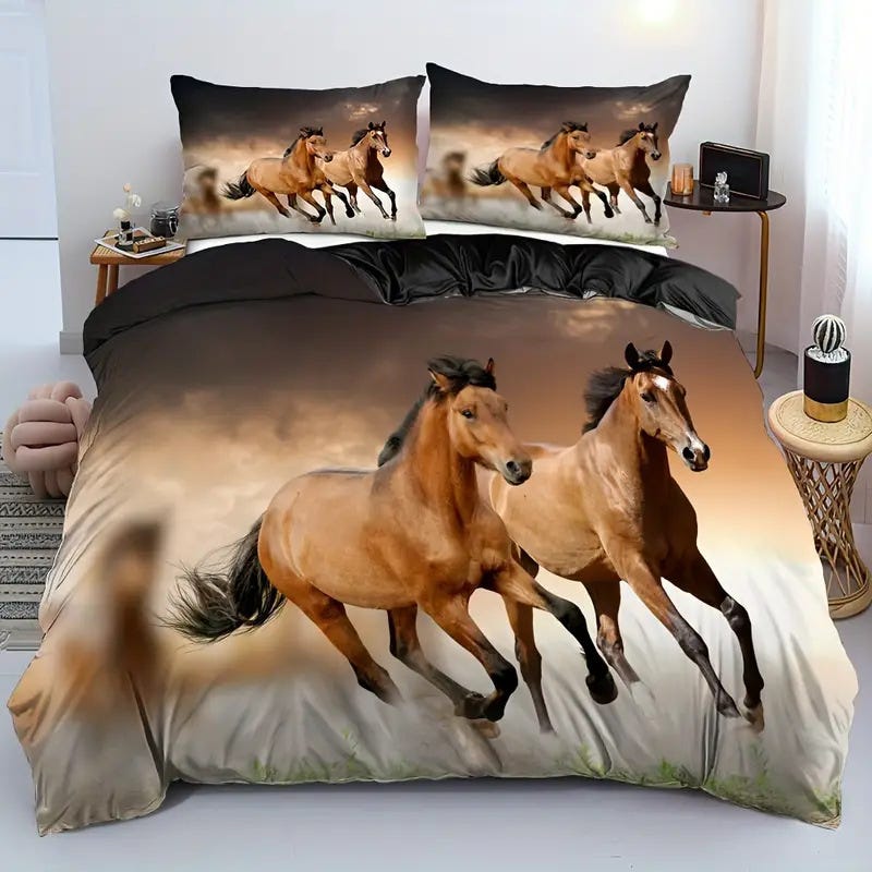 Juego de funda nórdica caballos microfibra 240x220 cm para cama de
