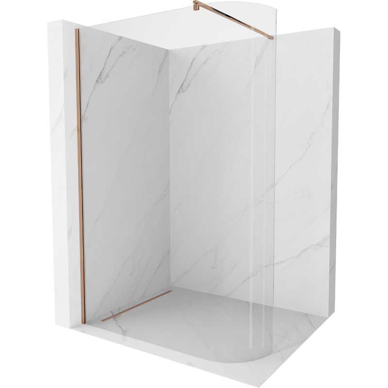 Mexen Kioto-R ścianka prysznicowa zaokrąglona Walk-in 150 x 200 cm, transparent 8 mm, różowe złoto - 800-150-101-60-06