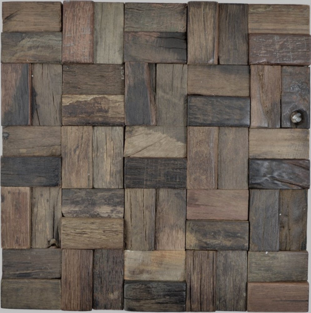 Mosaico de madera marrón oscuro brillante - 10 láminas de mosaico