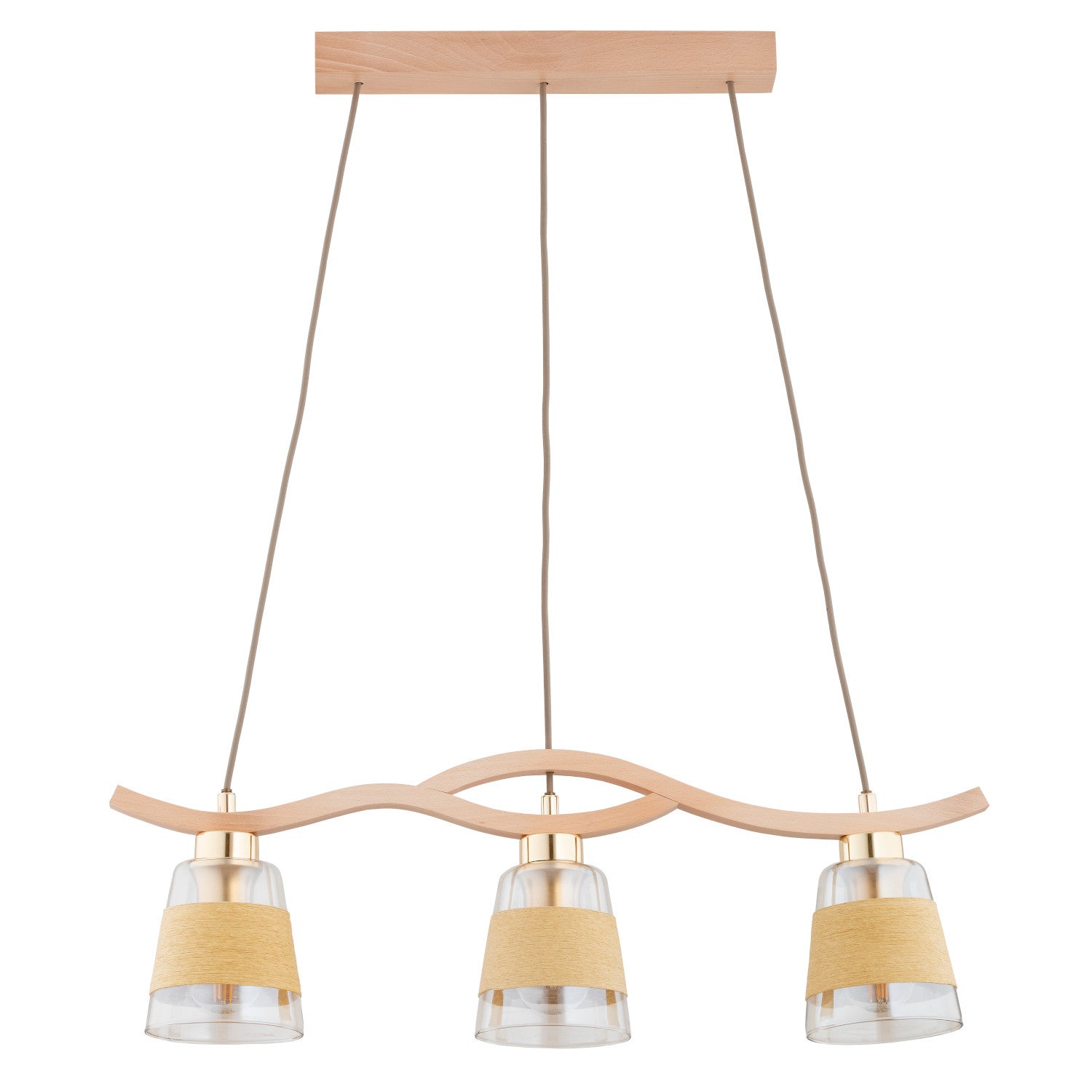Lampa wisząca Fores jasne drewno-złota 3xE14x10W wym: 85 x 15 x 68 cm metal Alfa