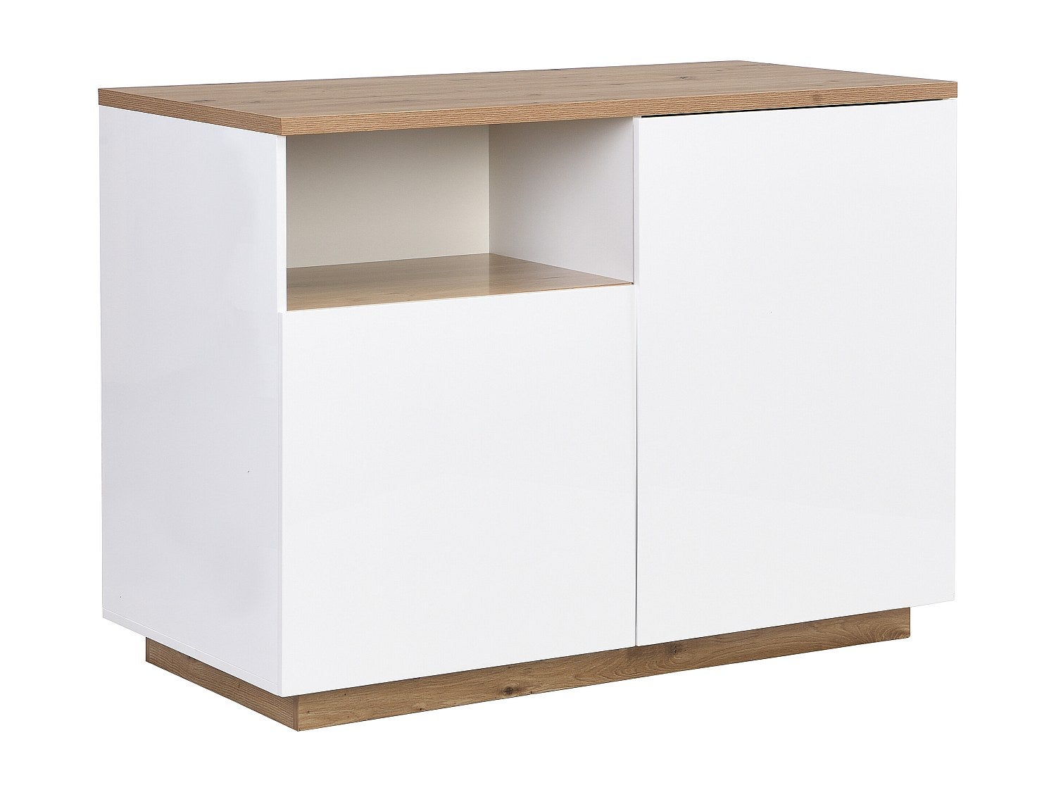 Ilot central de cuisine avec 2 portes et 1 niche en MDF - Naturel et blanc - CORELINA - 3