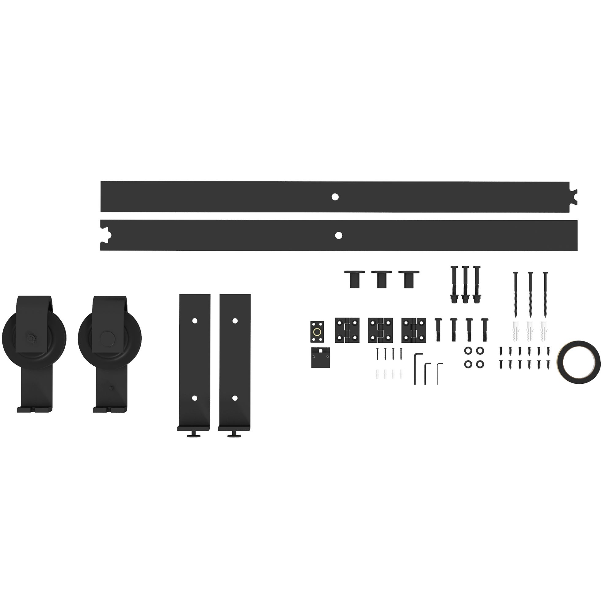Kit porte grange coulissante pliante 122cm 4pi 2 portes rail noir - 2