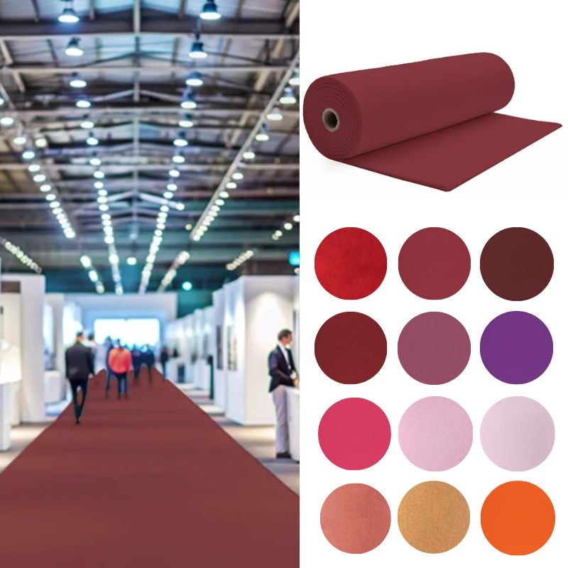 Arquiservi - moqueta ferial rojo burdeos en rollo 2x60 (120m2) – ideal para eventos, ferias y stands