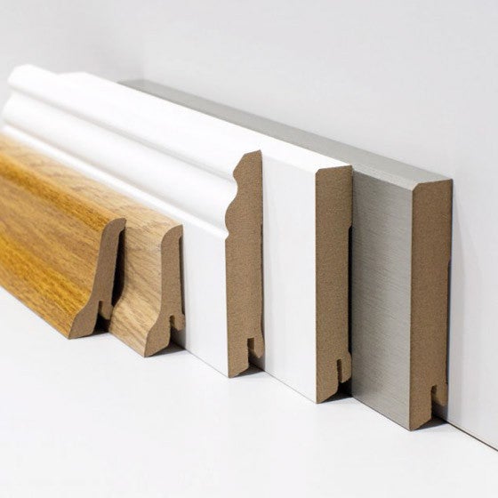 Lot de 5 Plinthes Moulurées : Type British 120mm (Prépeint Blanc) 2.4M - 4