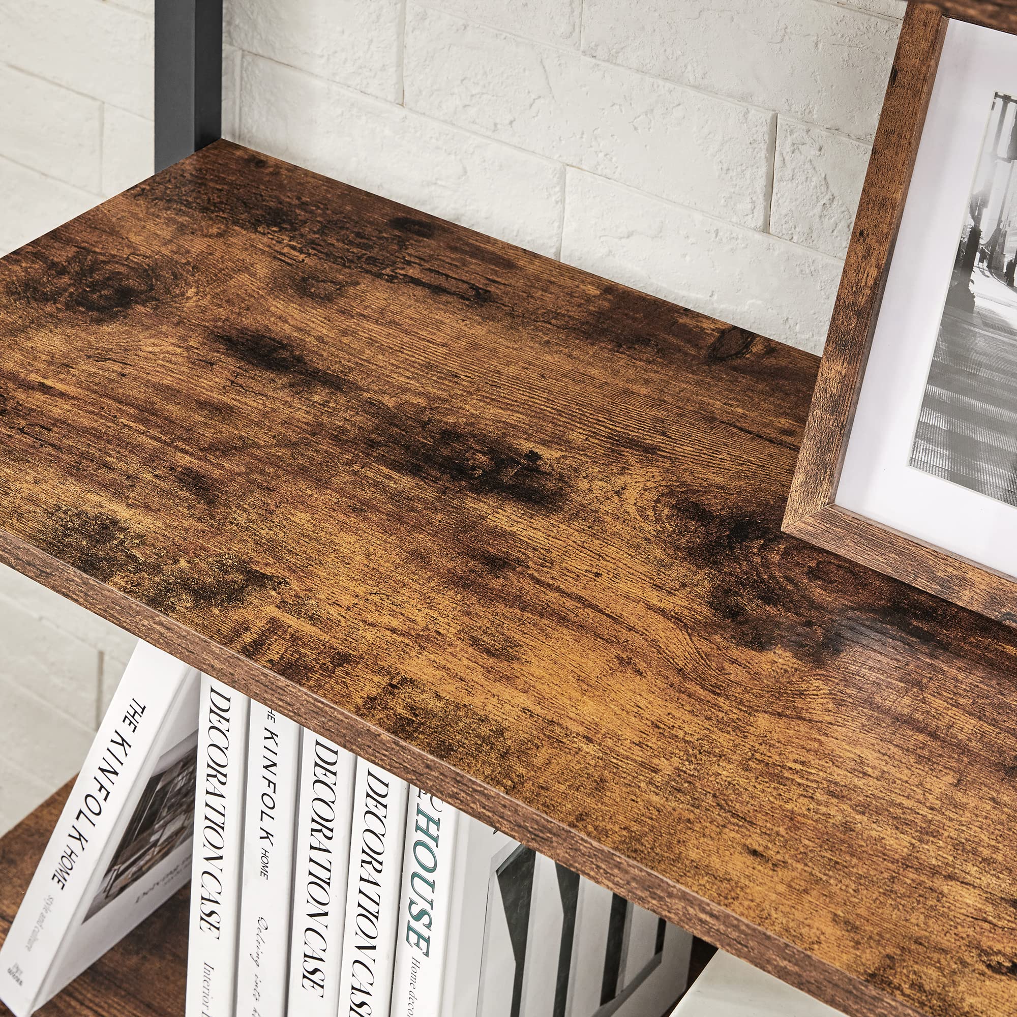 Étagère à 5 Niveaux, Bibliothèque, Meuble de Rangement, avec Sructure en Acier, pour Salon, Bureau, Entrée, Style Industriel - 8