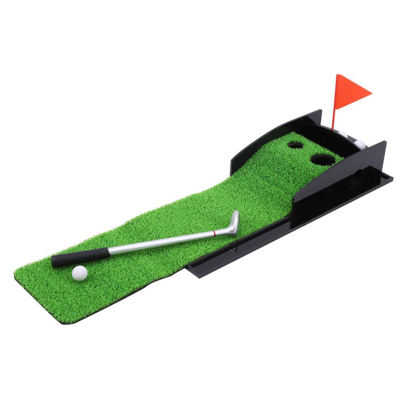 Mata do puttingu golfowego, mata do mini golfa z powrotem piłki, green do puttingu wewnętrzny z dołkiem na piłkę i długopisem golfowym, mini j