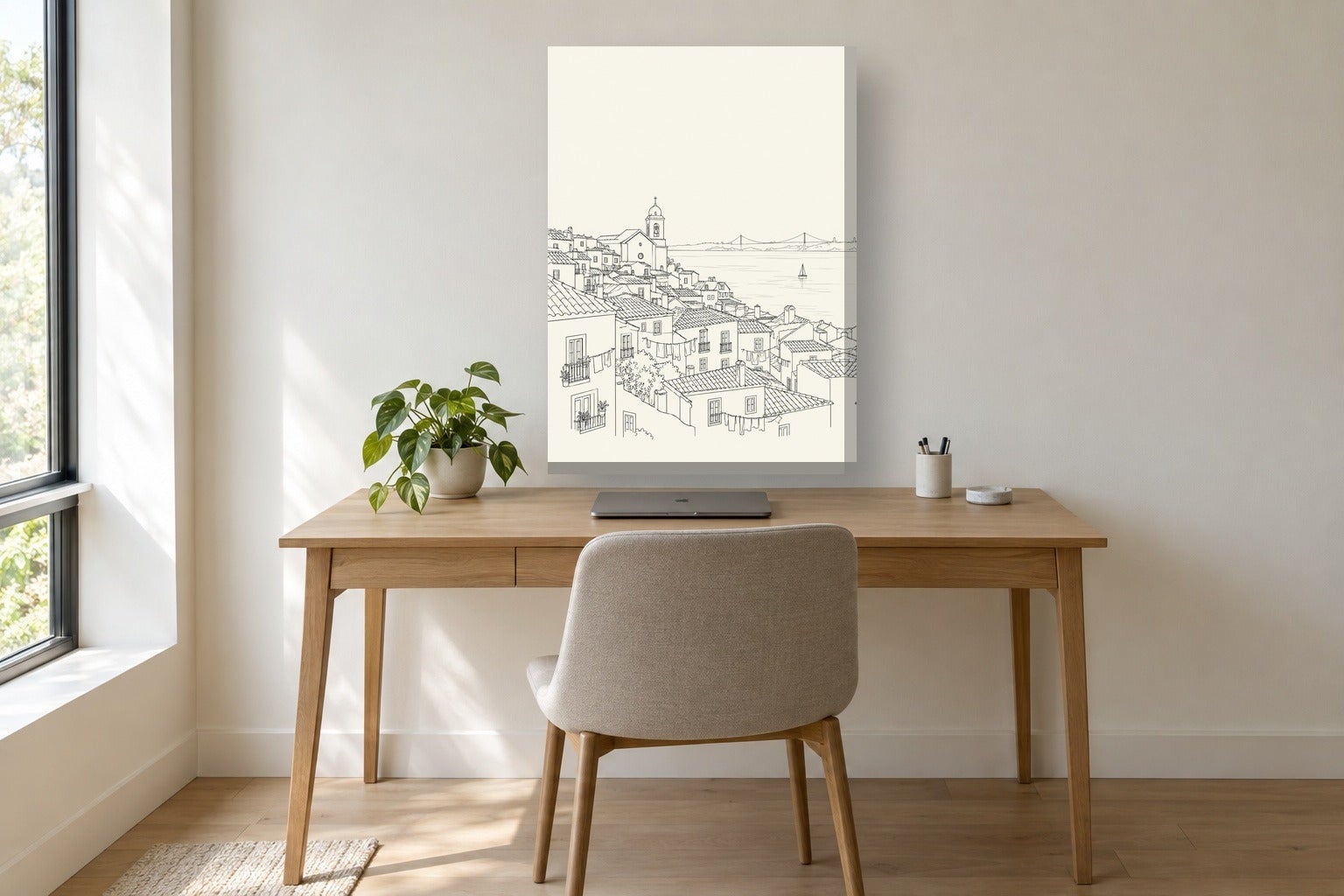 Quadro del Portogallo «Alfama, line art» in poster con cornice nera, 50 ...