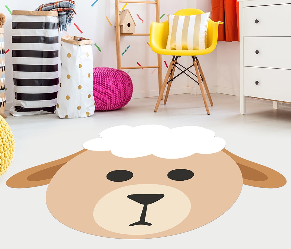Dywan winylowy dziecięcy Sheep 138x160 cm - antypoślizgowy PVC, winylowy do pokoju dziecięcego, ognioodporny i zmywalny