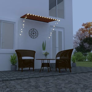 Tenda da sole retrattile manuale con LED colore bordeaux 400x350 cm