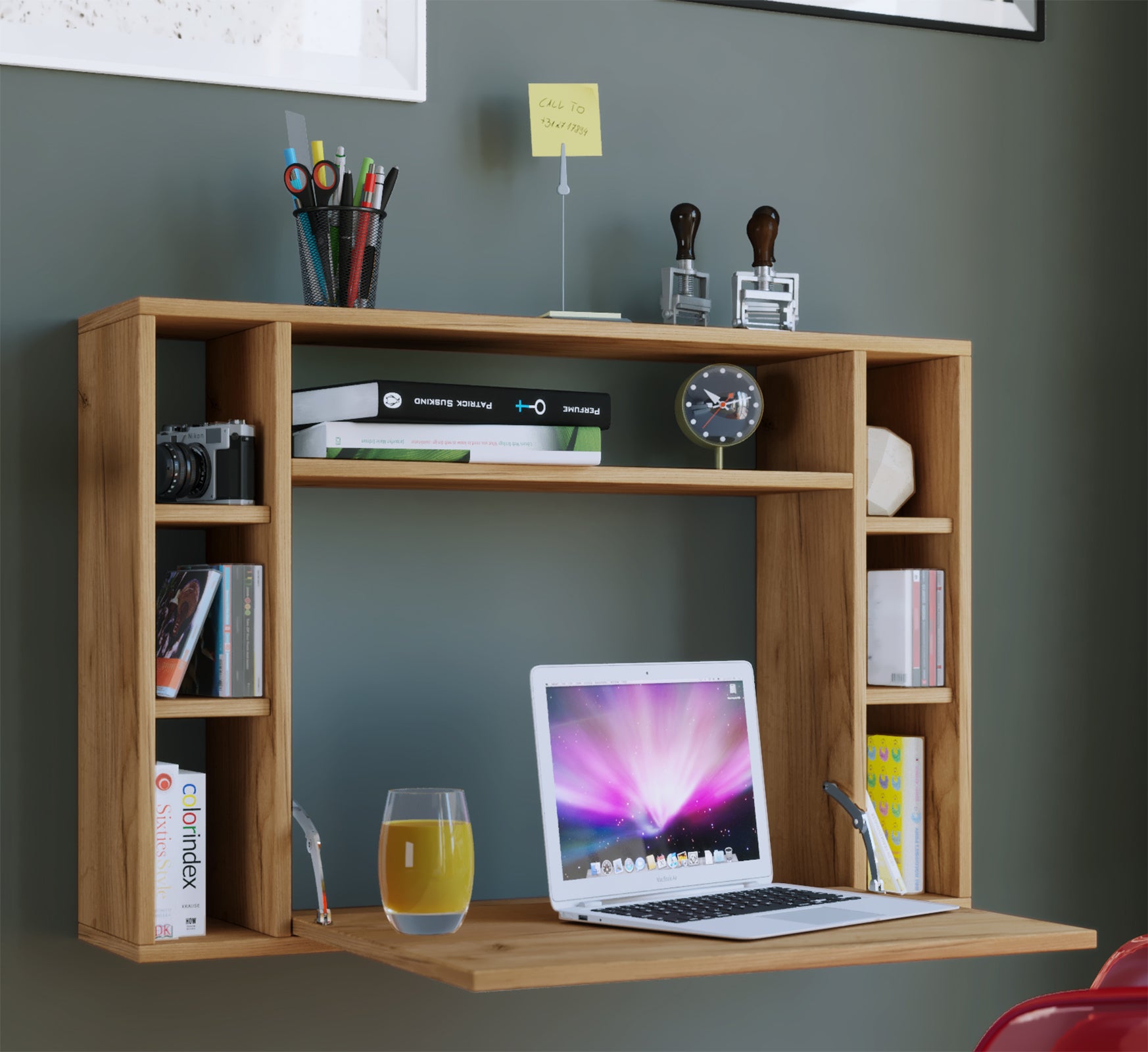 VCM Bureau Wandila Chêne miel H. 60 x B. 90 x T. 20 cm - 6