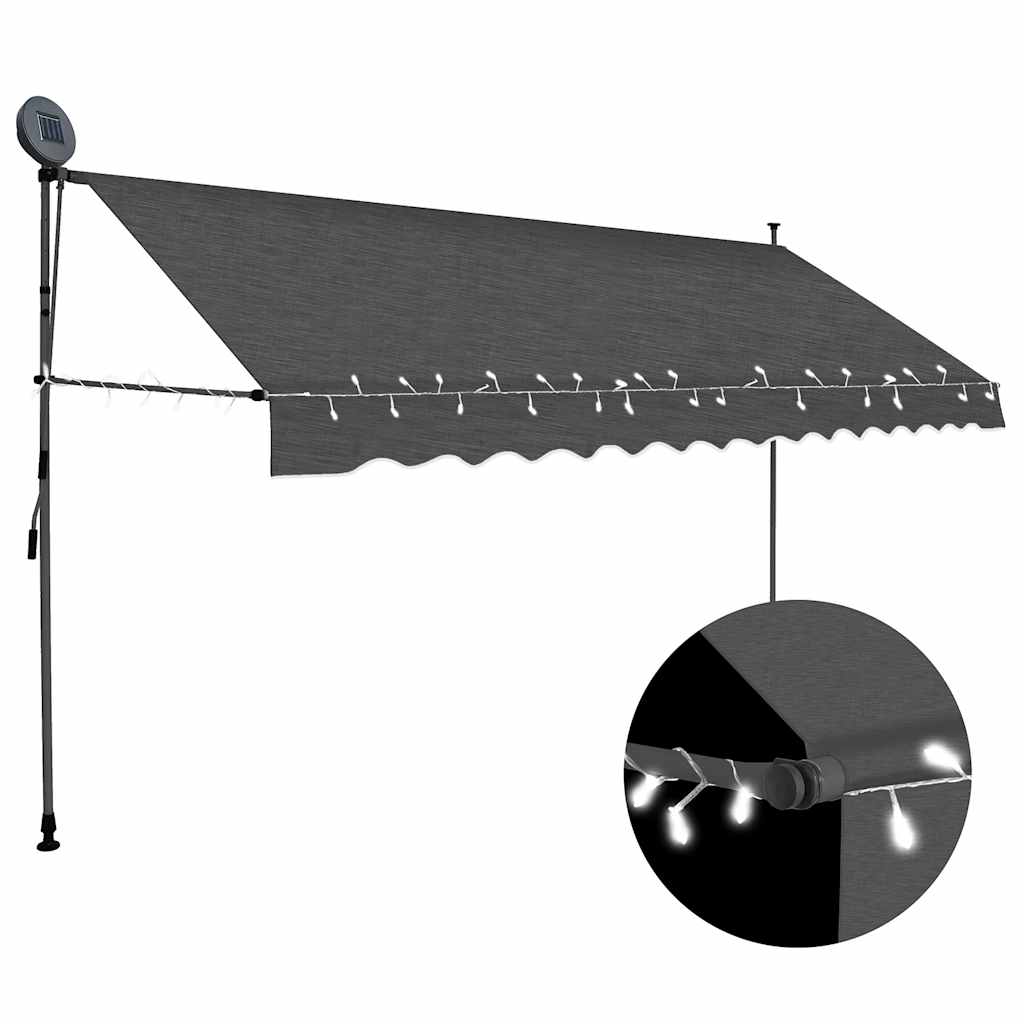 Ręcznie zwijana markiza z LED, 350 cm, antracytowa vidaXL