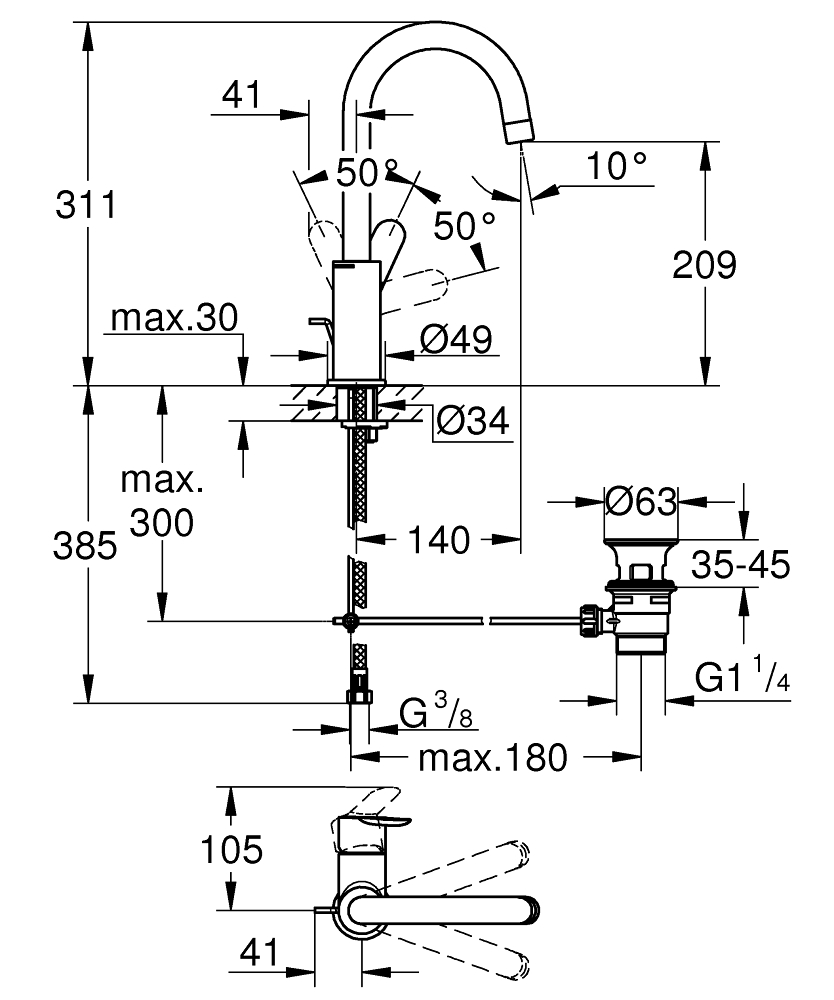 Miscelatore Lavabo L, DN 15 (MitigeurL1) - 3