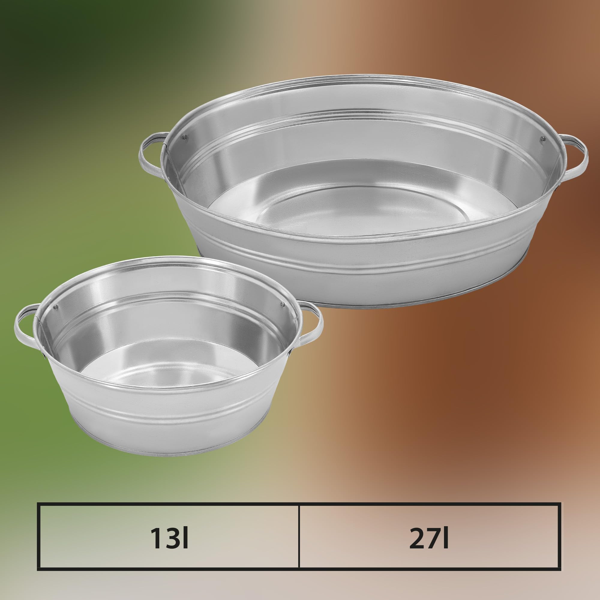 Bac en Zinc pour le Jardin Grand 27 Litres Rond Acier Galvanisé Zinc - Pot de Fleurs Jardin - KOTARBAU - 9