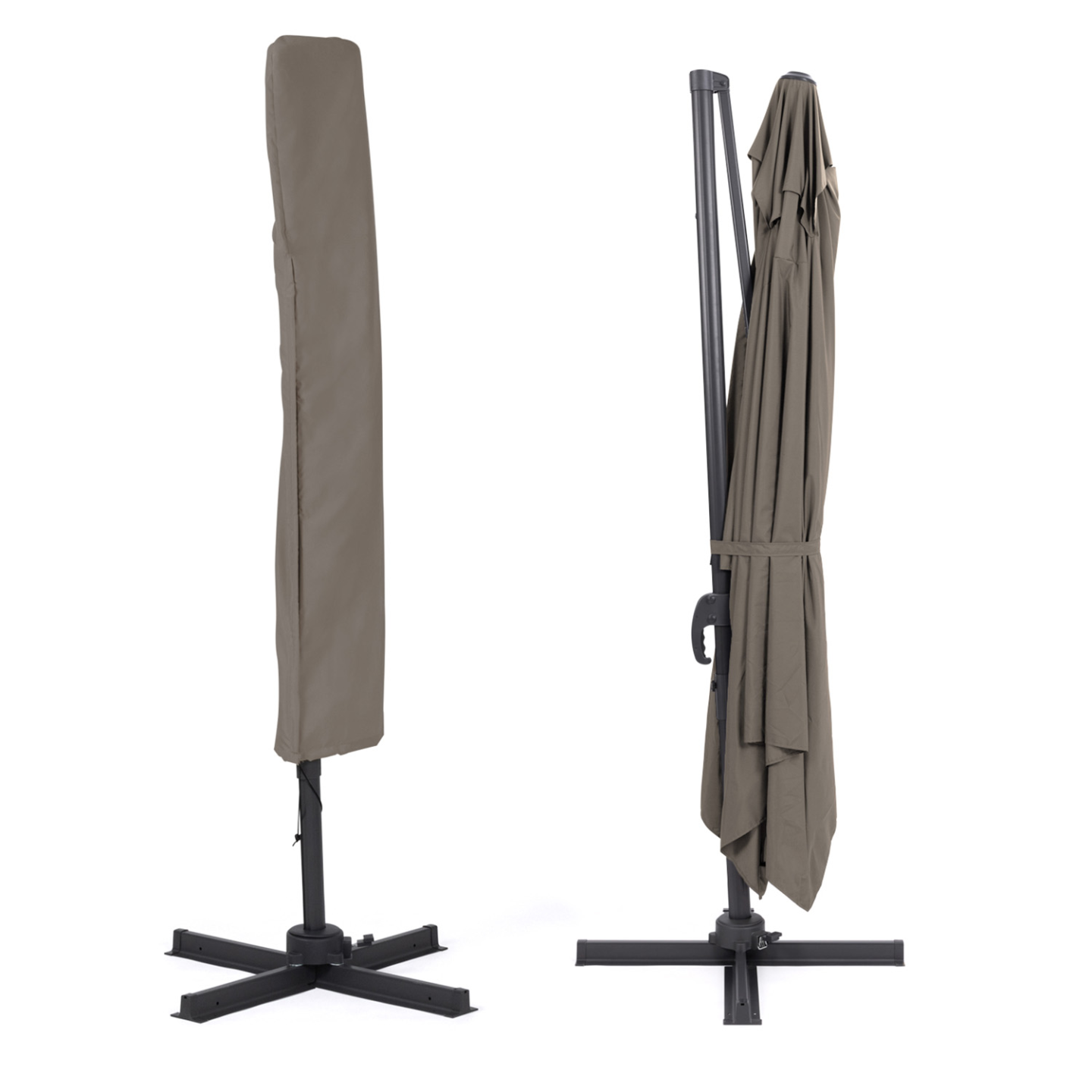 Parasol déporté inclinable rotatif 360 CALVI taupe 3x4 M avec housse - 3