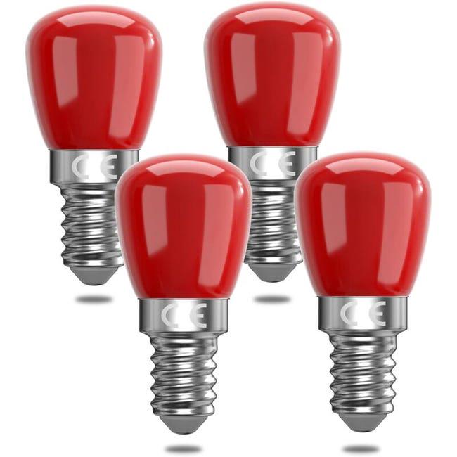 Zestaw 4 czerwonych żarówek LED E14 3 W E14, czerwone dekoracyjne żarówki LED E14, zamiennik 25 W, odpowiednie [Klasa energetyczna F]