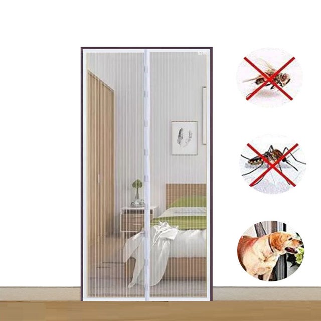Mosquitera magnética para puerta, hecha a medida, antimosquitos, para pasillo, puerta y patio, color blanco, 80 x 210 cm