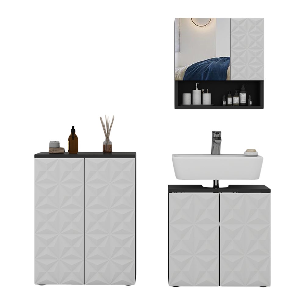Vicco Zestaw mebli łazienkowych Edge, Czarny, 3 części