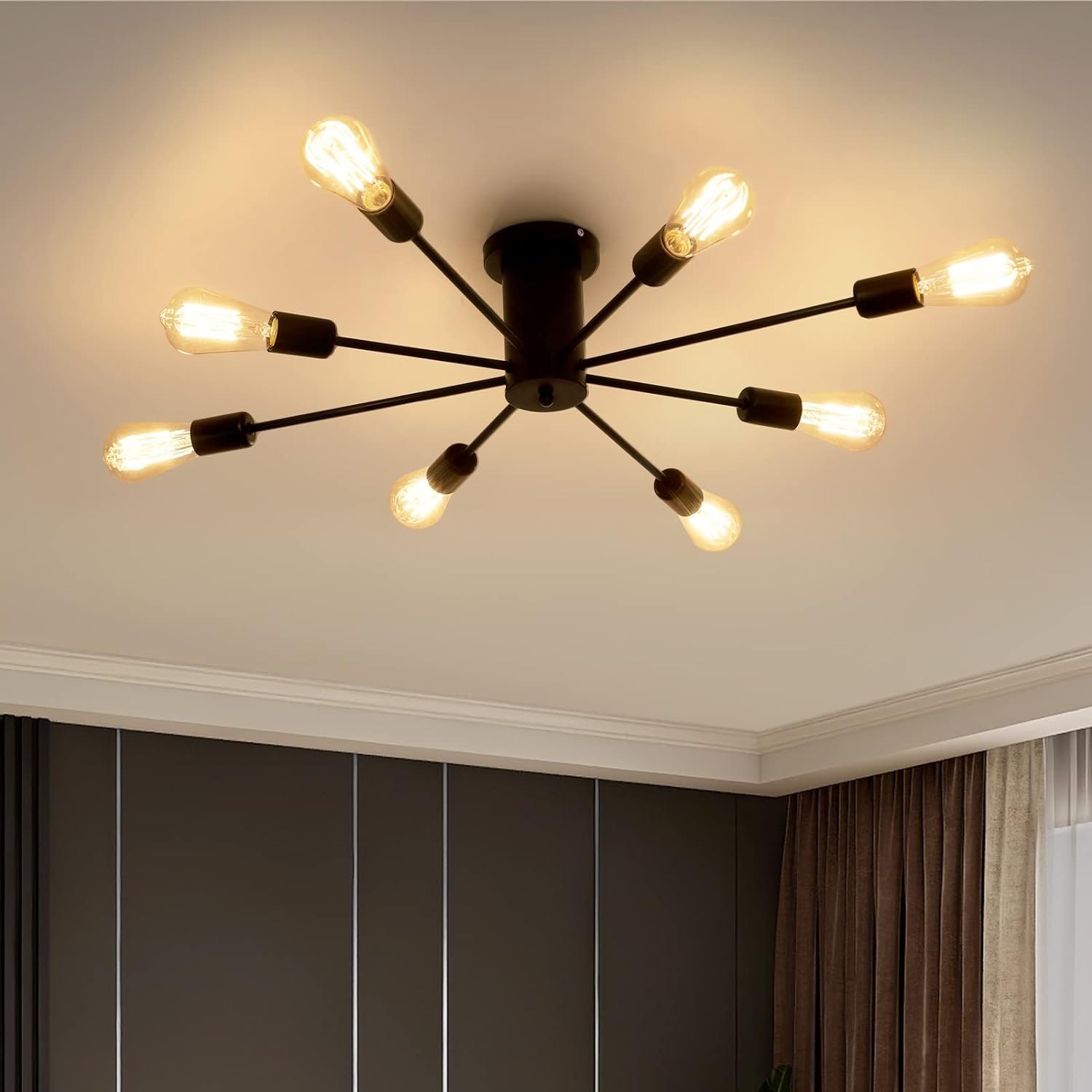 ASHUAQI Lustre Salon Moderne, 6 Lumières E27 Nickel Plafonnier Sputnik Montage Semi-Encastré Chromé Lustre Industriel Vintage Plafonniers Lustres pour Chambre, Cuisine, Couloir, Salle à Manger ASHUAQI Lustre Salon Moderne, 6 Lumières E27 Nickel Plafonnier Sputnik Montage Semi-Encastré Chromé Lustre Industriel Vintage Plafonniers Lustres pour Chambre, Cuisine, Couloir, Salle à Manger