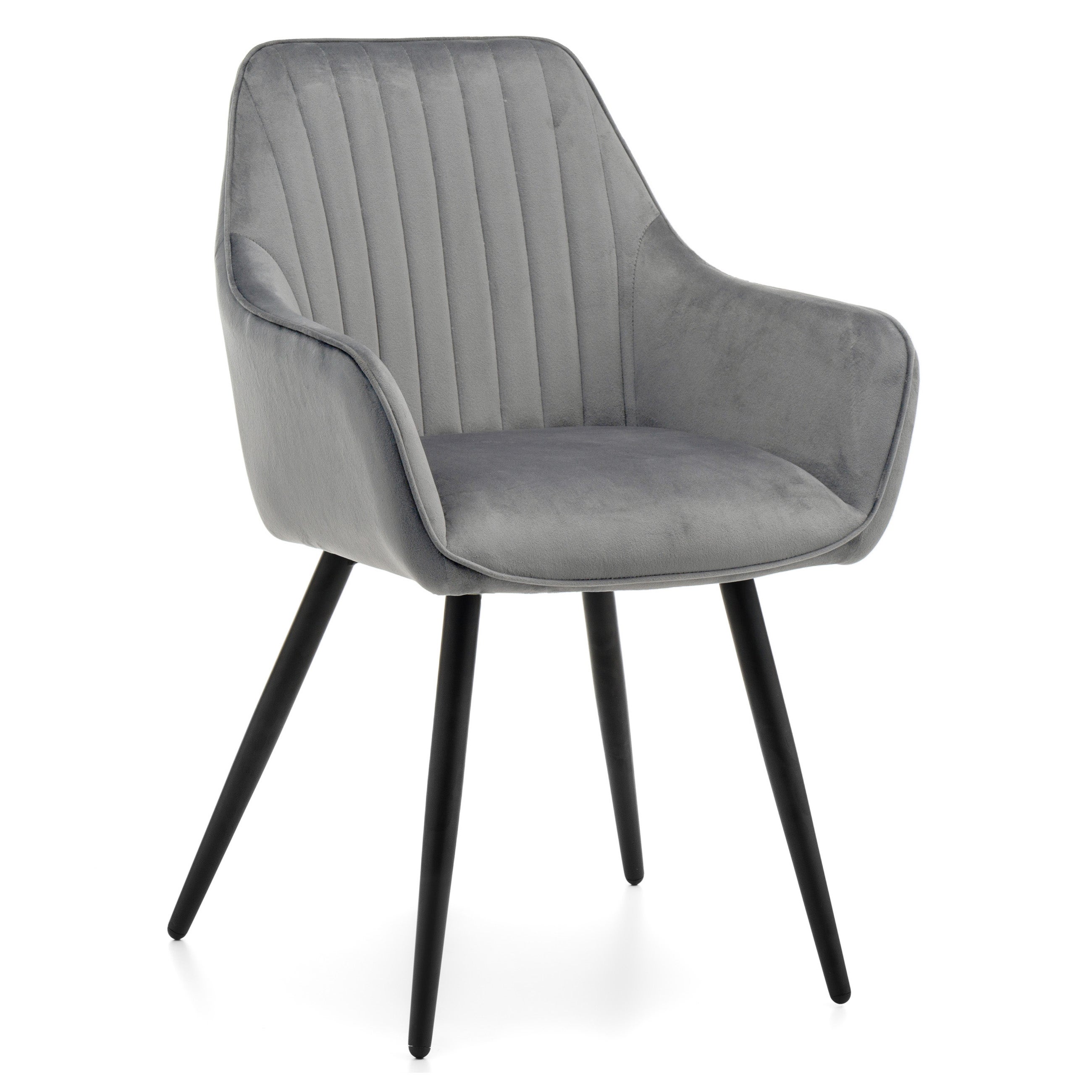 Krzesło tapicerowane pikowane welurowe PASSO jasnoszare