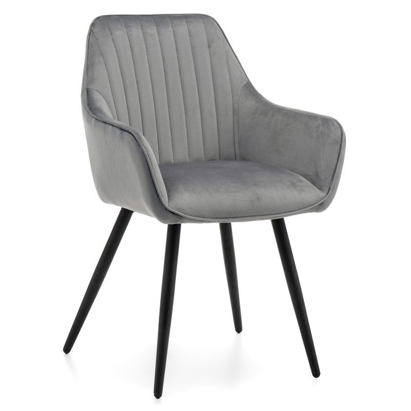 Krzesło tapicerowane pikowane welurowe PASSO jasnoszare