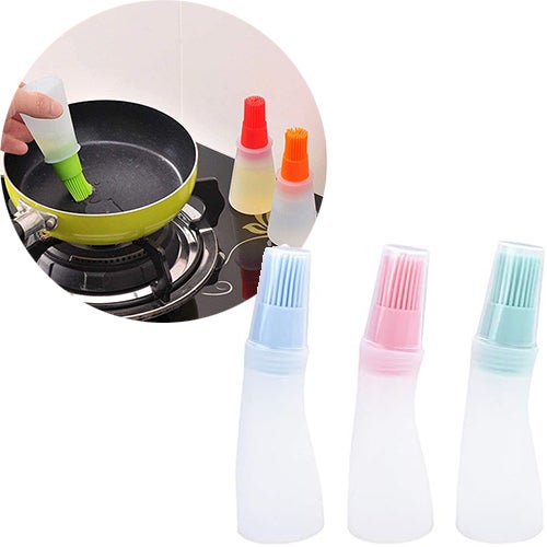 Worldly 3 Pcs Brosse à Bouteille D'Huile Silicone - Pinceaux Badigeonner Résistants Chaleur Rose Vert Bleu