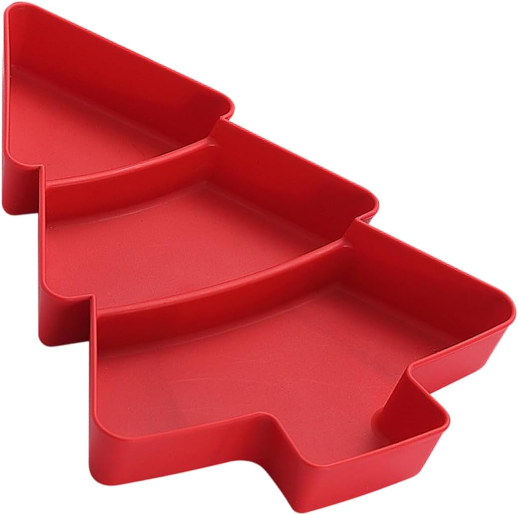 Talerz na owoce w kształcie czerwonej choinki 18,3 x 25,4 cm 1 taca imprezowa z przegródkami do przechowywania przekąsek i orzechów