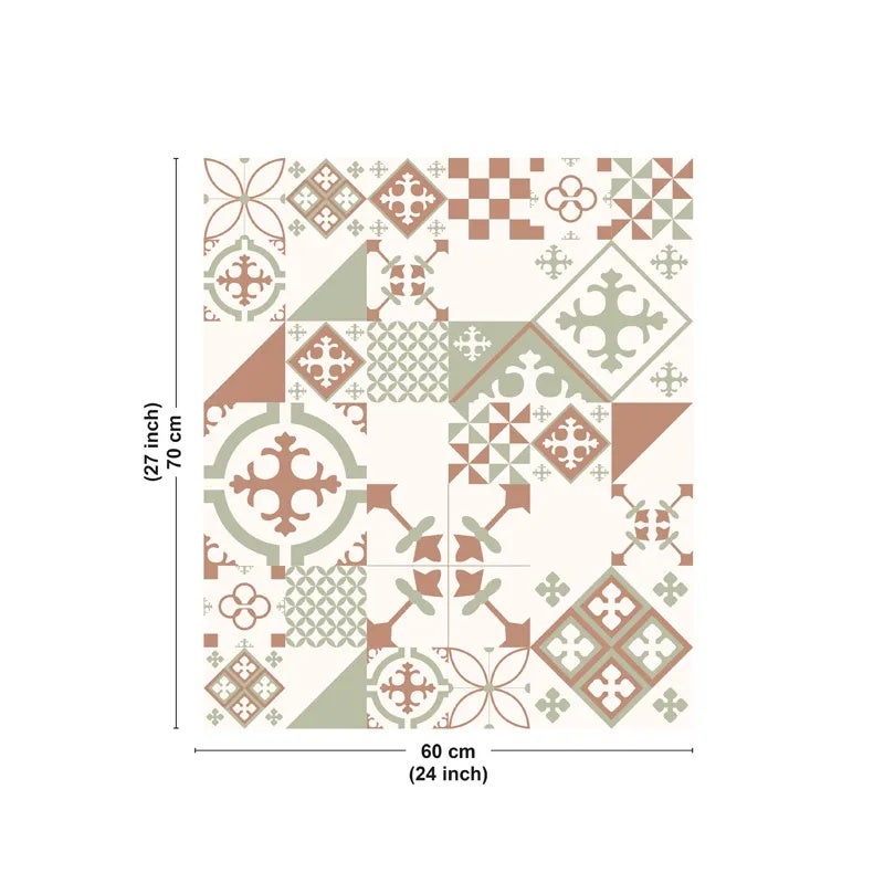 Fond de hotte en aluminium - effet carreaux de ciment vert terracotta - 70x60 cm - 3