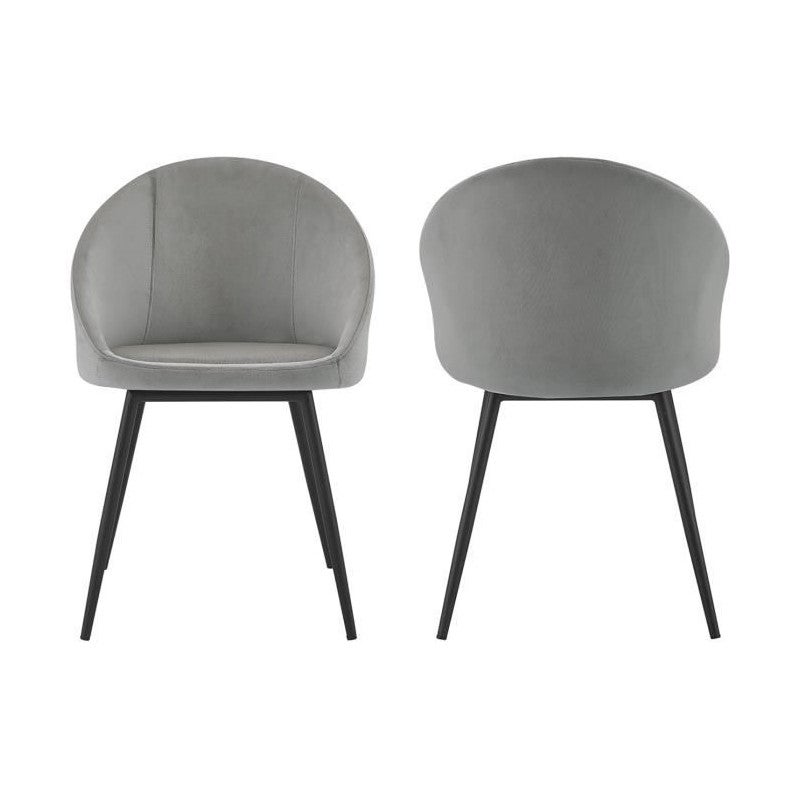 Conjunto de 2 cadeiras de veludo cinzento DIANE vintage - 3