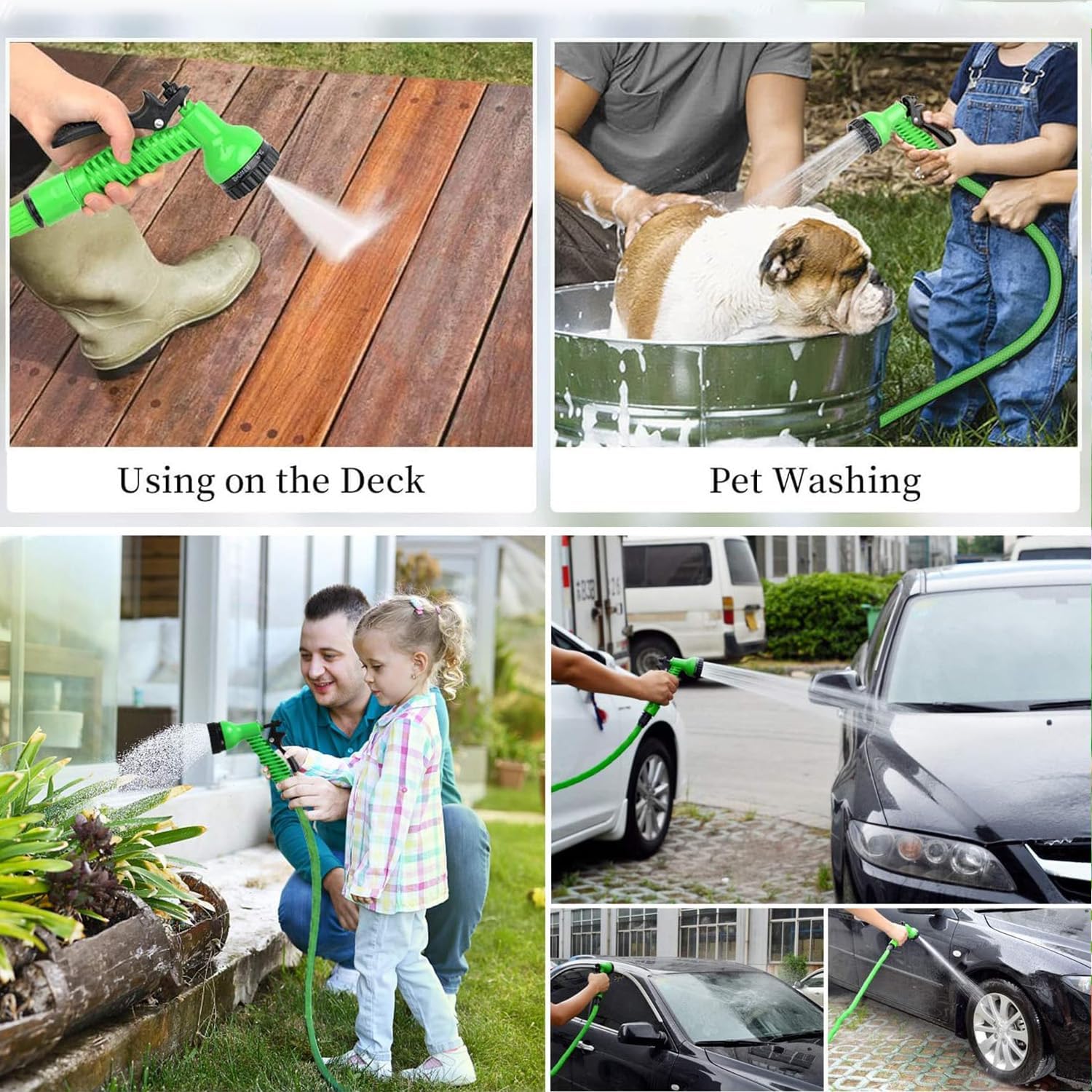 (Verde) Tubo da giardino retrattile da 7,5 m, 25 piedi, tubo da giardino retrattile con ugello a 7 funzioni - 5