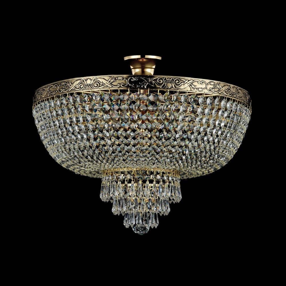 Lustre Suspension Palace en Cristal, Armature en Métal de Couleur Doré, Brillant Chic 6 Lumières, Luminaire pour Salon, Plafonnier - 4
