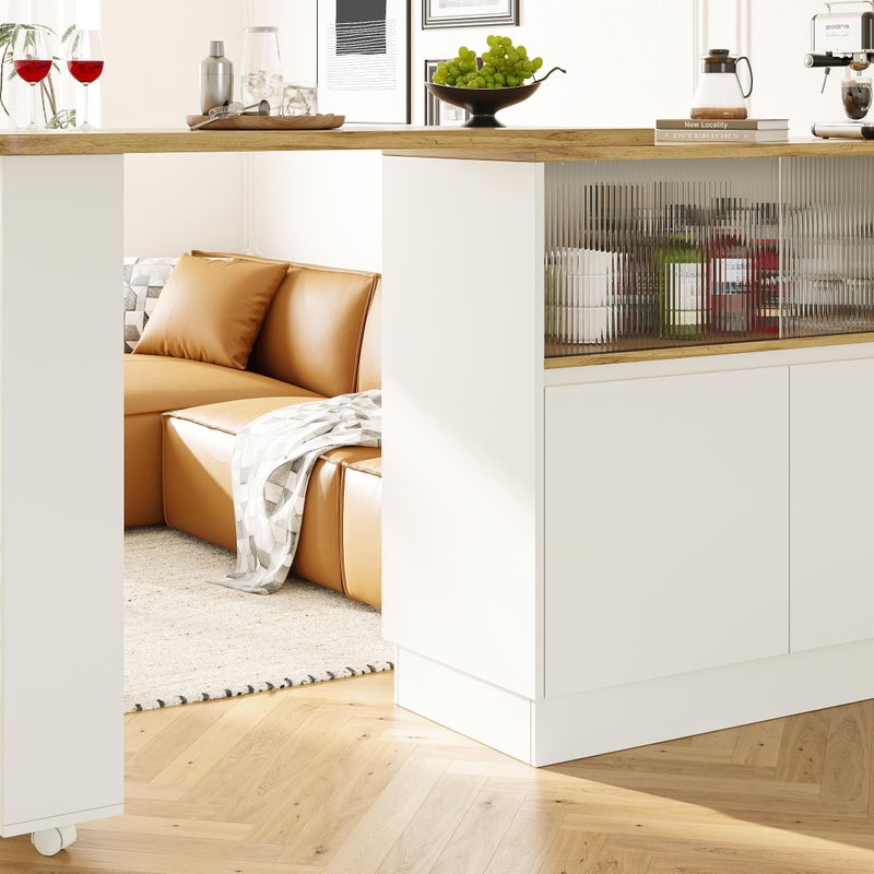 Obrotowy i rozkładany stolik barowy z płyty MDF - duża przestrzeń do przechowywania - nowoczesny styl - Biały