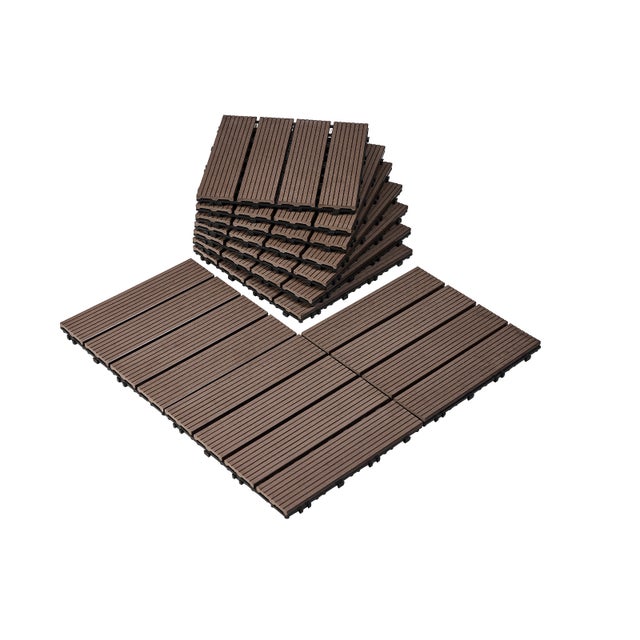 Dalles de sol emboîtables,VEVOR 27 pièces,revêtement de sol en bois et plastique WPC imperméable,300x300mm,25083c㎡,utilisation par tous les temps