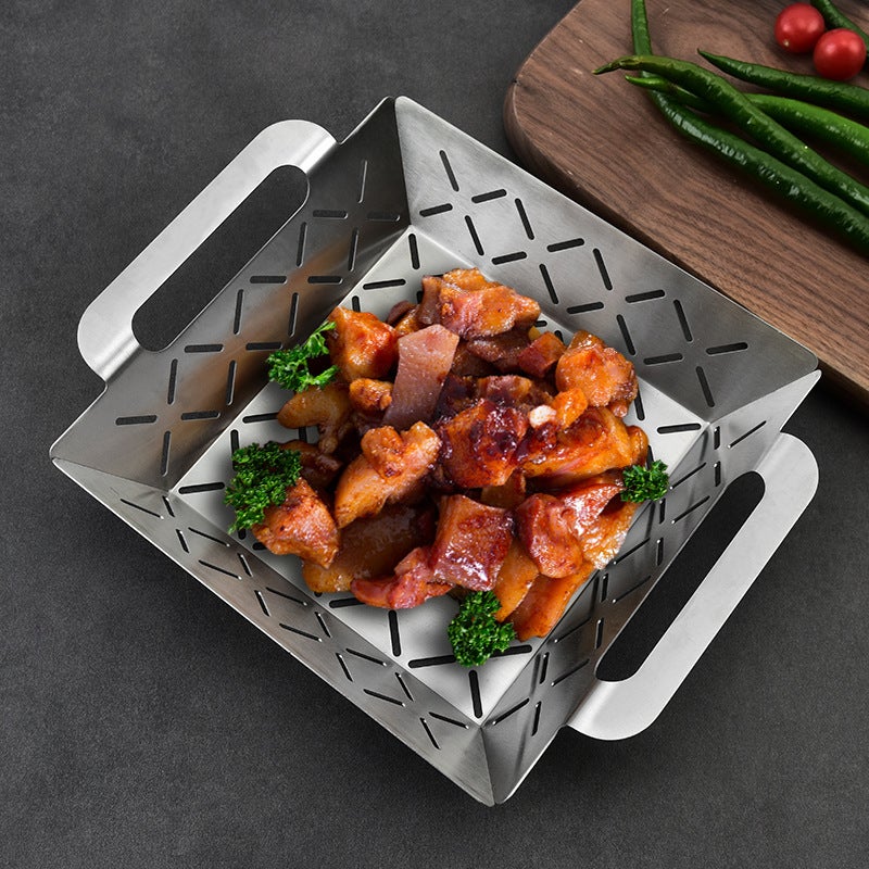 Premiumowy kosz do grillowania ze stali nierdzewnej - do warzyw, mięsa i ryb - grill, piekarnik