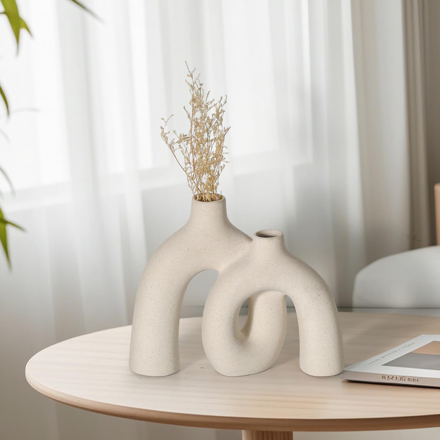 Lot de 2 vases en céramique – Décoration d'intérieur bohème nordique élégante – Le cadeau idéal pour votre salon - 2