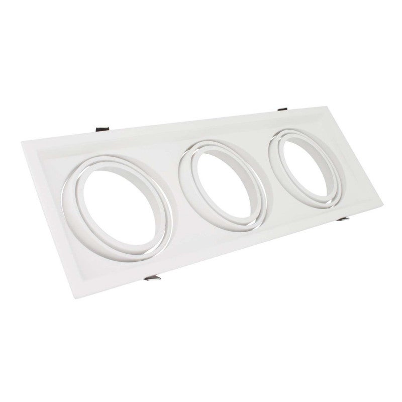 Support AR111 carré triple encastrable orientable blanc - 3