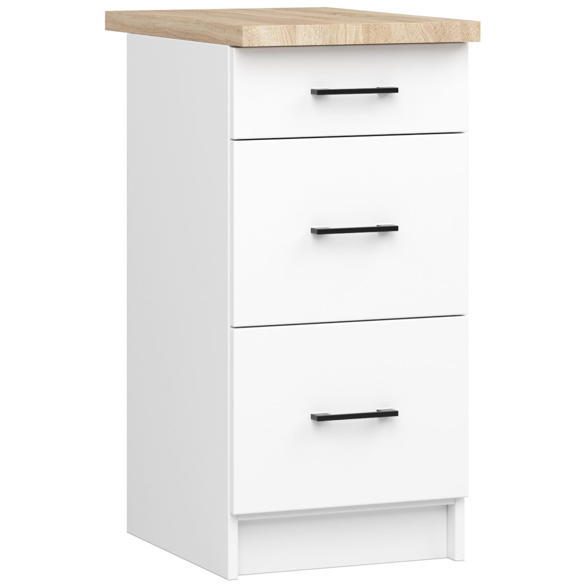 Szafka kuchenna AKORD S40 z blatem system OLIWIA Biała 40 cm 3 szuflady kolor Biały mat 40x46x85 cm
