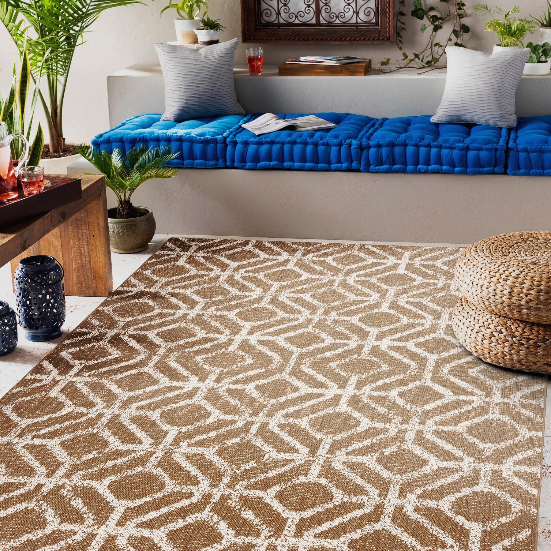 Dywan sizal FLAT 48957265 Geometryczny ROMBY naturalny beż sznurkowy 120x170 cm - 4