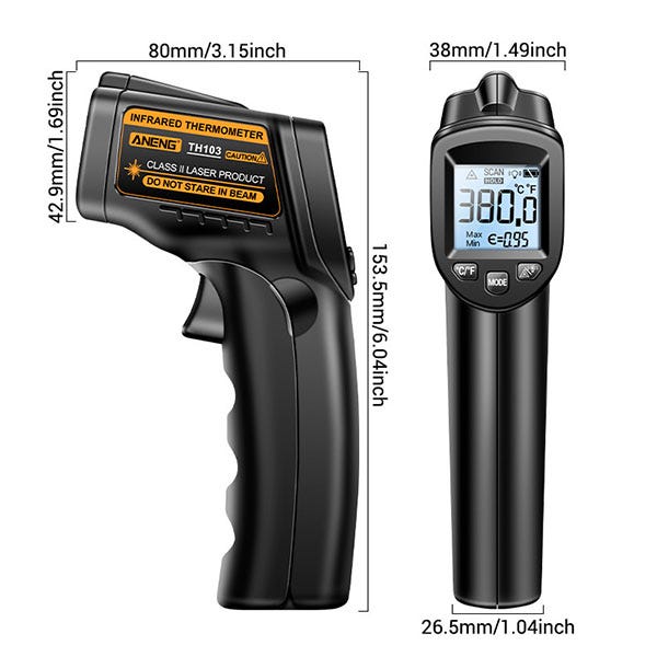 Pistola Medidora De Temperatura T600, Termómetro Infrarrojo Industrial Termometro De Aceite Temperatura Del Agua Para Hornear Pistola De Temperatura Del Aceite Se Envia Sin Bateria