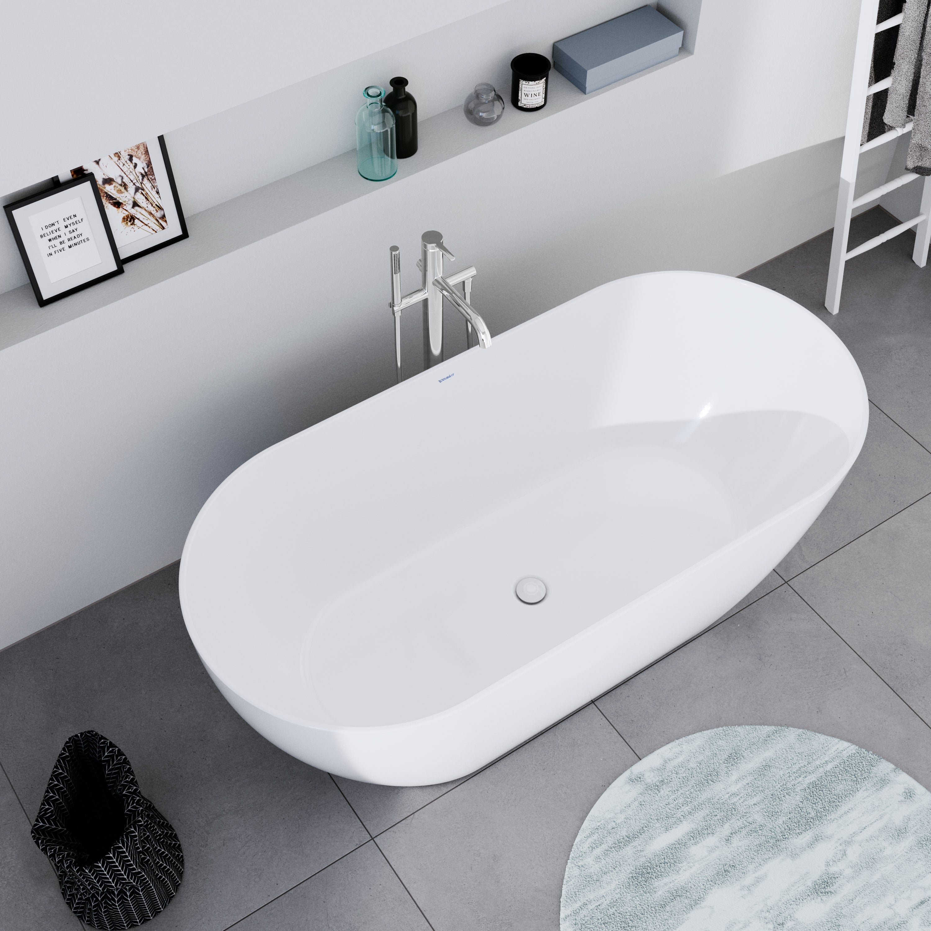 DURAVIT - Bañera acrílica con desagüe y rebosadero, 2 paredes, 2 asientos - 150x75x45cm - Blanco alto brillo - DURAMUNA - 2