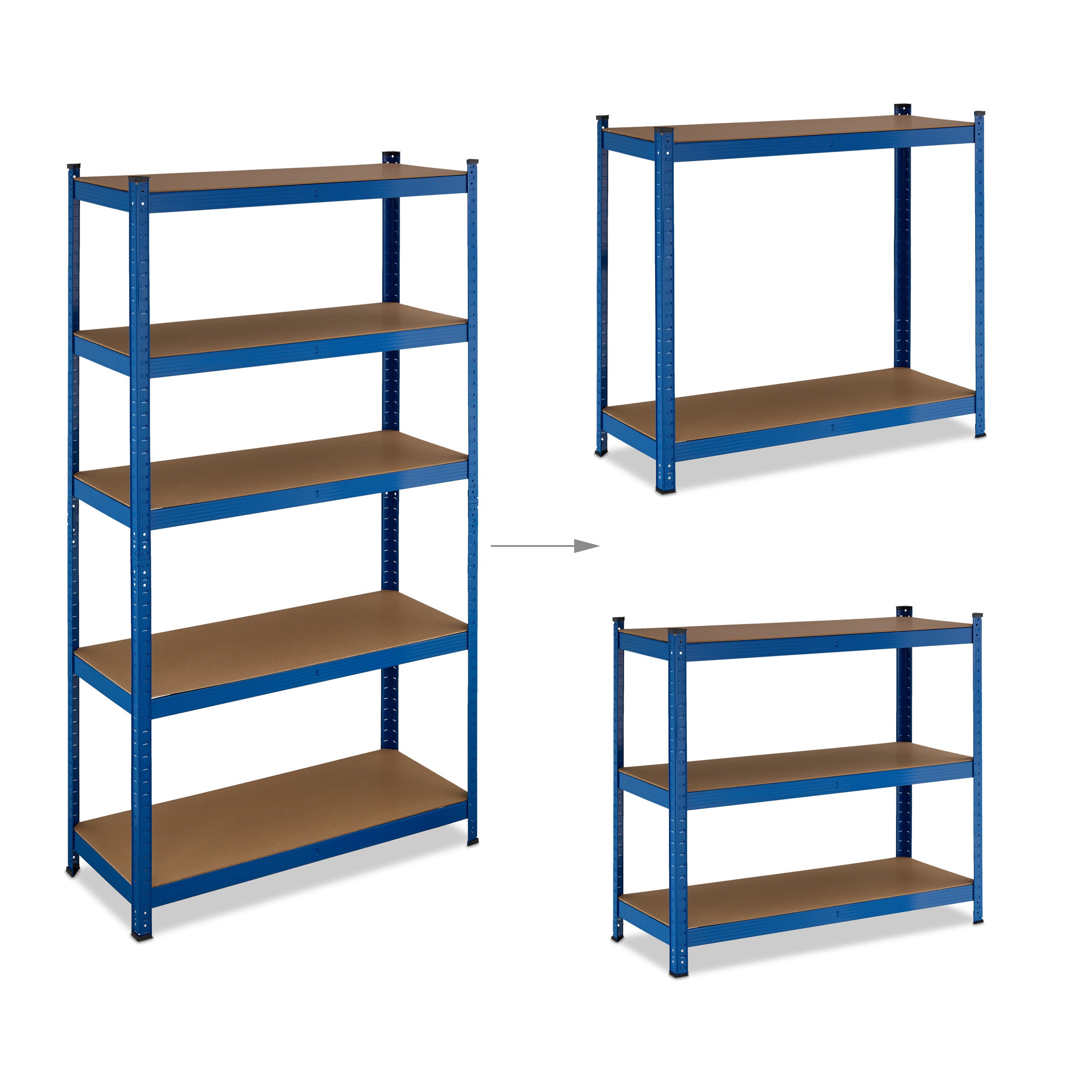 Relaxdays Étagère à charge lourde, 5 niveaux, HxLxP : 180x100x40 cm, jusqu'à 500 kg, acier, pour garage & cave, bleu - 6