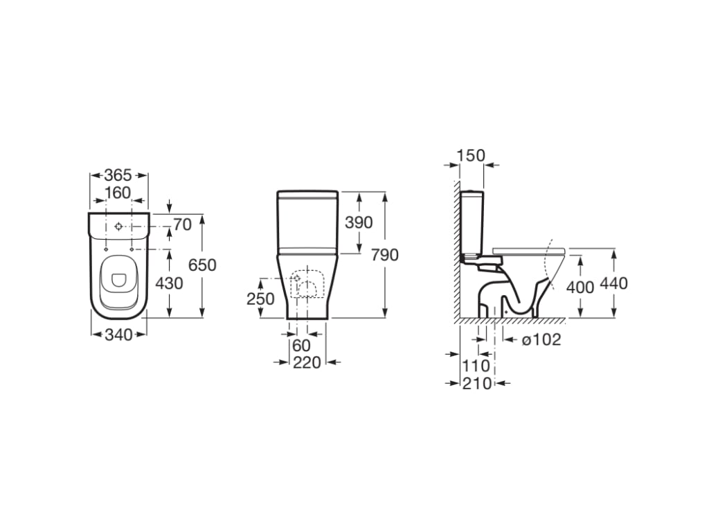 Roca The Gap - Réservoir de toilette, remplissage latéral, DualFlush, blanc A341471000 - 2