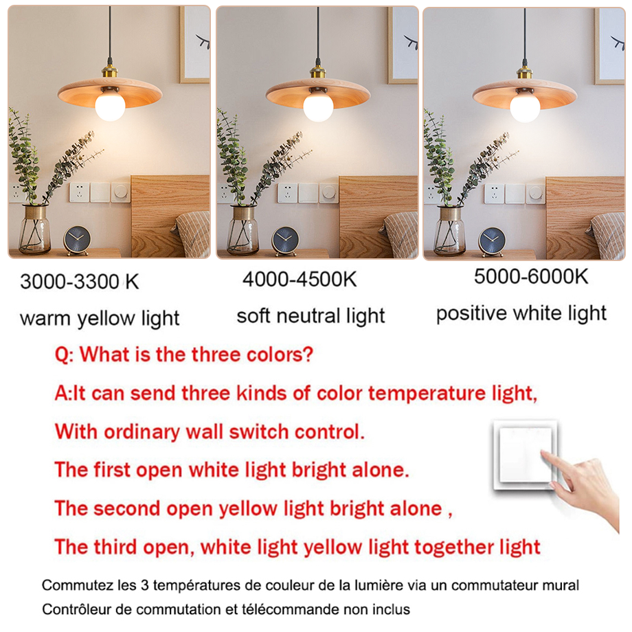 Lampa wisząca, żyrandol z 3 głowicami i żarówką, lampa sufitowa w stylu vintage, lampka nocna, 3 regulowane temperatury barwowe, regulowana wysokość - 4