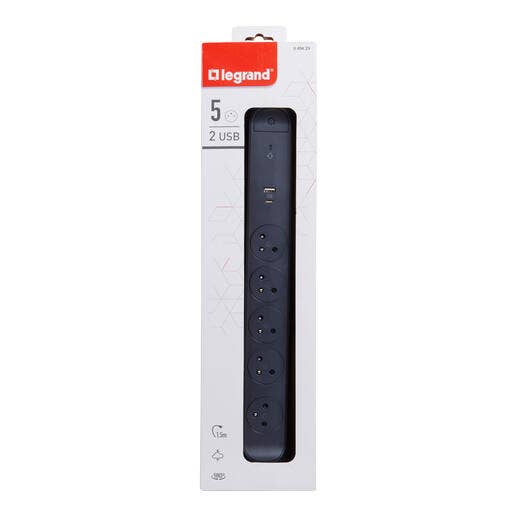 Legrand - Rallonge multiprise 5 prises et interrupteur + parafoudre + USB type A et type C - cordon 1,5m - 049429 - 6