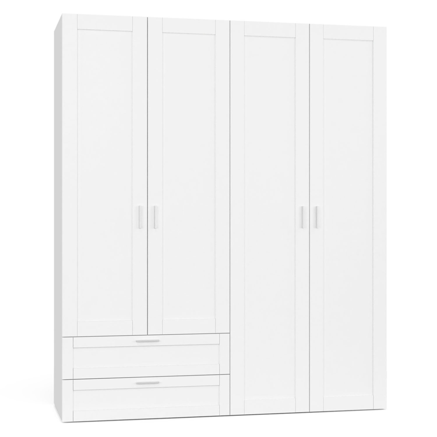 Armoire 4 portes VITO blanc penderie 160 cm avec 2 tiroirs et étagères - 2