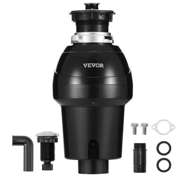 Broyeur à déchets VEVOR pour évier de cuisine 1 HP, montage facile, 3 960 tr/min, cordon d’alimentation, protection anti-éclaboussures