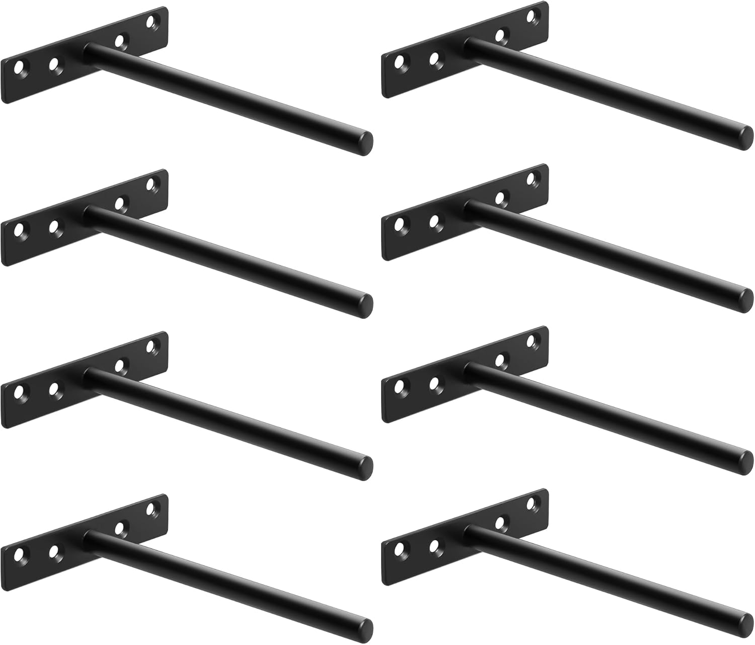 Niewidoczne, pływające i stałe wsporniki półek ściennych, metalowe, wytrzymałe, długość 145 mm, czarne, 8 sztuk